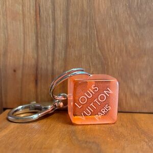 Louis Vuitton Orange Glitter Cube Keychain